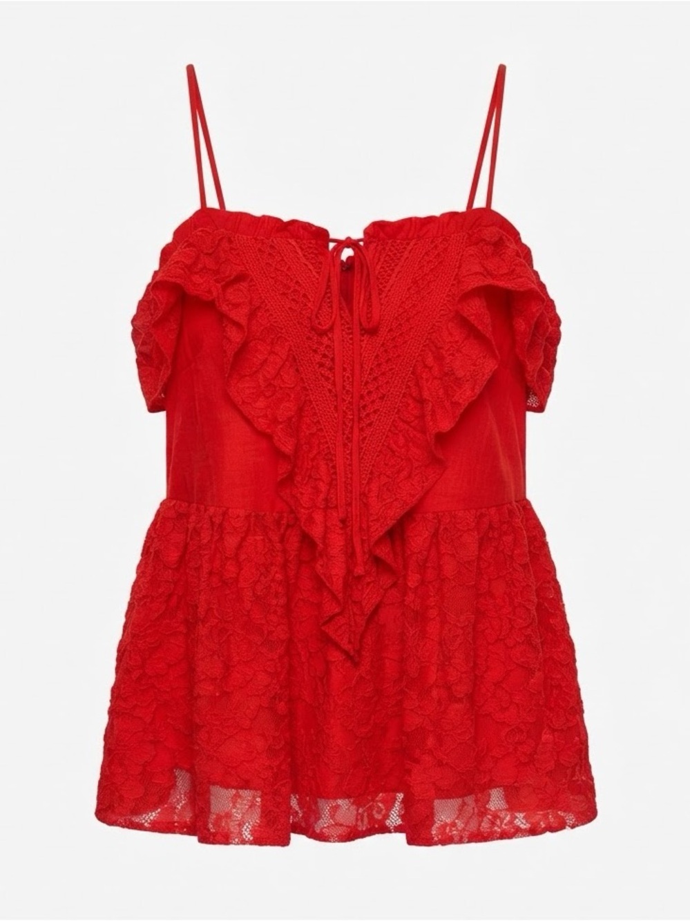 New w/Tags Promesa Red Lace Ruffle Spaghetti Strap Camisole